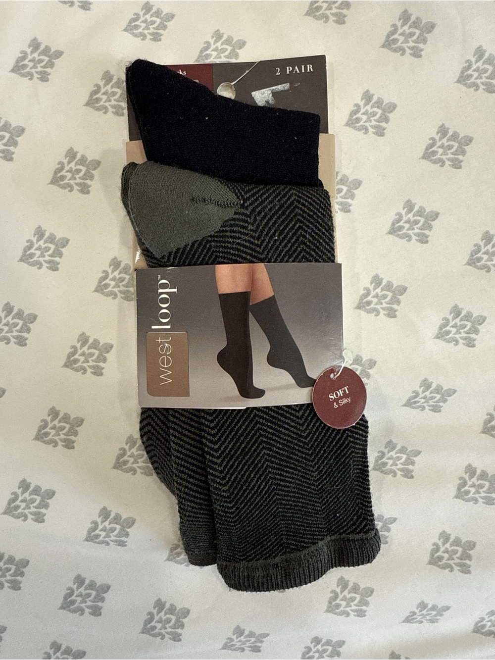 West Loop 2-Pack Black & Grey Crew Socks